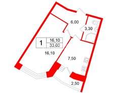 1-комн. кв. 33 м² 14/26 этаж