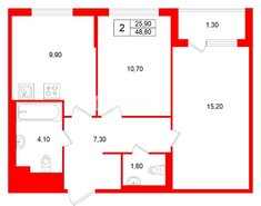 2-комн. кв. 48.8 м² 12/12 этаж