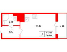 Студия 25 м² 18/24 этаж
