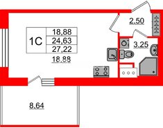 Студия 23.6 м² 10/14 этаж