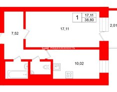 1-комн. кв. 38.8 м² 15/20 этаж