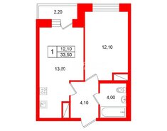 1-комн. кв. 33.5 м² 9/24 этаж