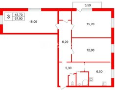 3-комн. кв. 67.9 м² 4/5 этаж