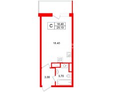 Студия 25.1 м² 5/24 этаж