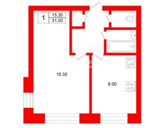 1-комн. кв. 31 м² 8/9 этаж