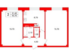 2-комн. кв. 45.7 м² 4/5 этаж