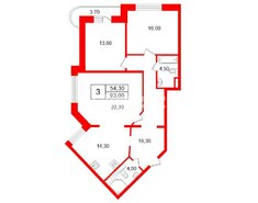 3-комн. кв. 93 м² 12/16 этаж