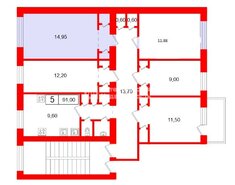 Комната 14.95 м² в 5-комн. кв. 3/5 этаж