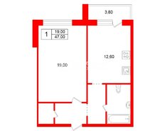 1-комн. кв. 47 м² 6/7 этаж