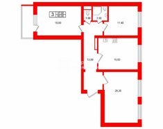 3-комн. кв. 80 м² 11/12 этаж