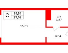 Студия 23.02 м² 8/24 этаж