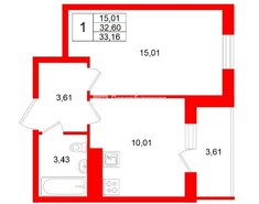 1-комн. кв. 30.2 м² 5/5 этаж
