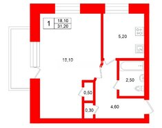 1-комн. кв. 31.2 м² 4/5 этаж