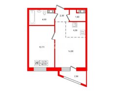 1-комн. кв. 40.7 м² 16/19 этаж