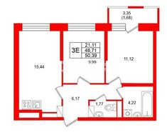 2-комн. кв. 52.06 м² 4/22 этаж