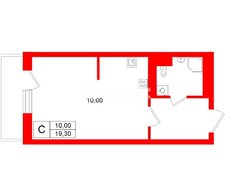 Студия 19.3 м² 2/19 этаж