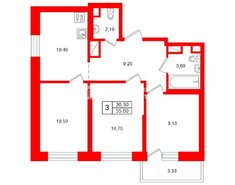 3-комн. кв. 55.6 м² 18/22 этаж
