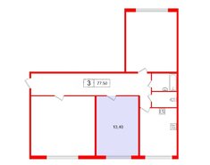 Комната 13.4 м² в 3-комн. кв. 4/7 этаж