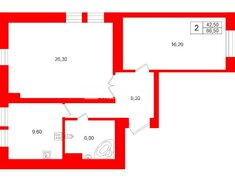2-комн. кв. 66.5 м² 1/7 этаж