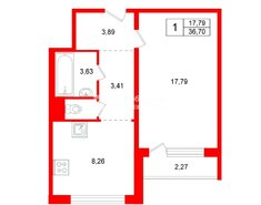 1-комн. кв. 36.7 м² 9/10 этаж