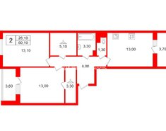 2-комн. кв. 60.1 м² 3/9 этаж