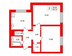 2-комн. кв. 53.1 м² 2/25 этаж