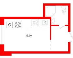 Студия 20.3 м² 3/3 этаж