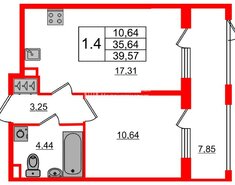 1-комн. кв. 35.1 м² 1/4 этаж