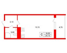 Студия 24.1 м² 10/10 этаж