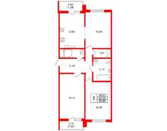 3-комн. кв. 85.8 м² 25/25 этаж