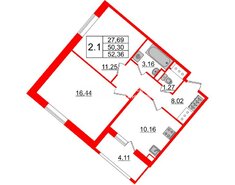 2-комн. кв. 50.3 м² 5/20 этаж