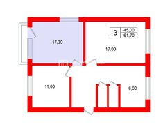 Комната 17.3 м² в 3-комн. кв. 5/5 этаж