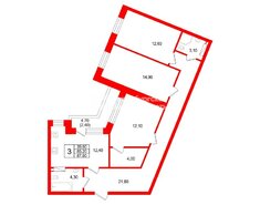 3-комн. кв. 85.6 м² 1/3 этаж