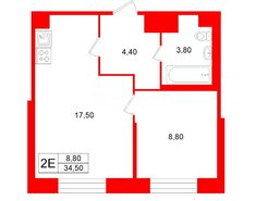 1-комн. кв. 34.5 м² 1/16 этаж