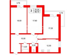 3-комн. кв. 86.7 м² 20/22 этаж
