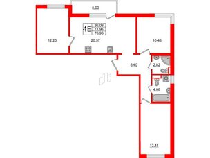 Квартира в ЖК ЦДС Parkolovo, 3 комнатная, 71.96 м², 12 этаж