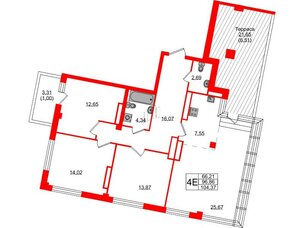 Квартира в ЖК Neva Residence, 3 комнатная, 104.3 м², 8 этаж