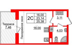 Квартира в ЖК Зеленый квартал на Пулковских высотах, студия, 23.14 м², 5 этаж