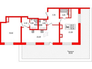 Квартира в ЖК БелАРТ, 2 комнатная, 99.96 м², 17 этаж
