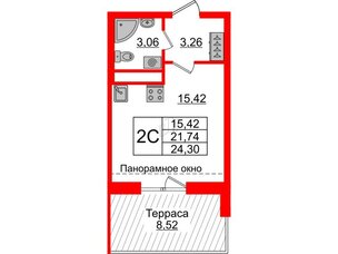 Квартира в ЖК Зеленый квартал на Пулковских высотах, студия, 21.74 м², 5 этаж