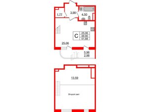 Квартира в ЖК Энфилд, студия, 51.88 м², 1 этаж