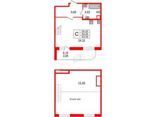 Квартира в ЖК Энфилд, студия, 53.34 м², 1 этаж
