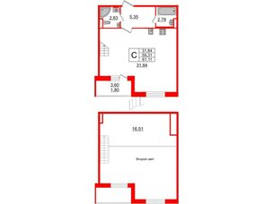 Квартира в ЖК Энфилд, студия, 61.11 м², 1 этаж