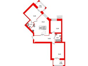 Квартира в ЖК Листва, 3 комнатная, 103.63 м², 4 этаж