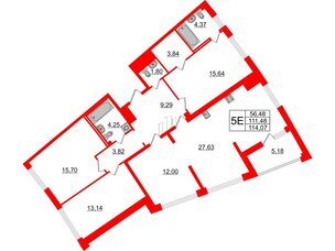 Квартира в ЖК Морская набережная.SeaView 2, 4 комнатная, 114.07 м², 11 этаж