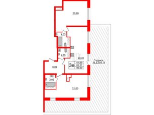 Квартира в ЖК БелАРТ, 2 комнатная, 99.9 м², 16 этаж