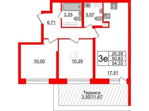 Квартира в ЖК БелАРТ, 2 комнатная, 54.33 м², 16 этаж