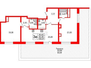 Квартира в ЖК БелАРТ, 2 комнатная, 100.07 м², 16 этаж