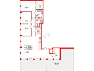 Квартира в ЖК Glorax Premium Василеостровский, 3 комнатная, 120.16 м², 19 этаж