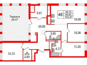 Квартира в ЖК Glorax Premium Василеостровский, 4 комнатная, 103.37 м², 18 этаж